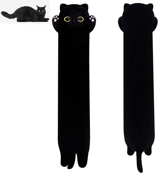 Long Cat Plush Long Plush Body Toy, Cute Long Cat Stuffed Animals Soft Long Cat Plushie, Black Cat Plush Kawaii Cartoon Stuffed Cat Toys for Kids Birthday Christmas Valentines Day Gifts