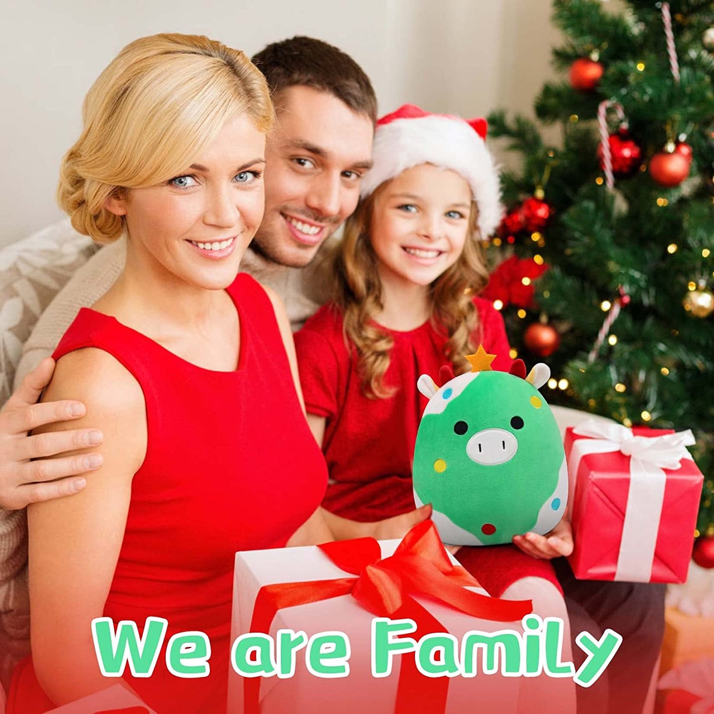 Christmas Cow Stuffed Animals Pillow, 3D Cute Cow Plushie Toy, Kawaii Cow Plush, Cow Pillow Plush for All Ages, Gift for Christmas Birthday Halloween Home Decoration