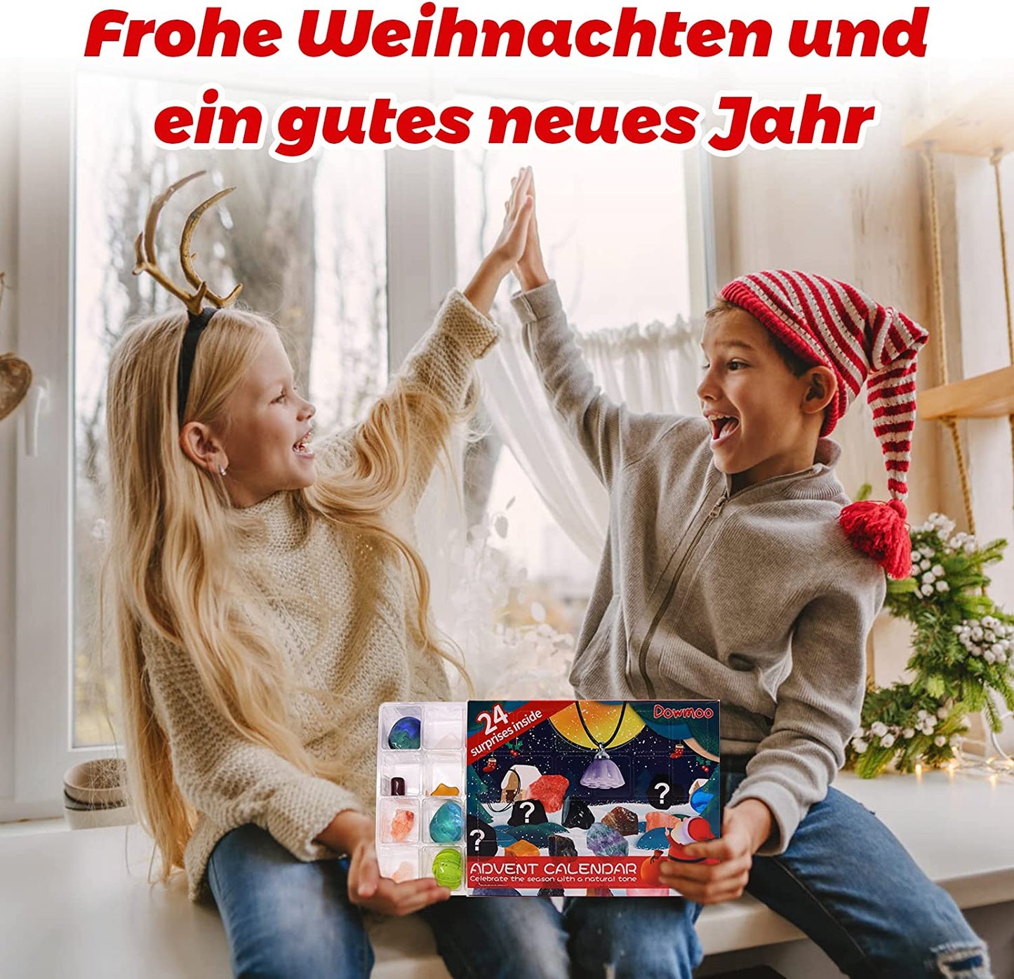 Advent Calendar 2022 for Crystals 24 Days Christmas Advent Calendar Countdown Surprises - Natural Gemstones the Best Gift for Children