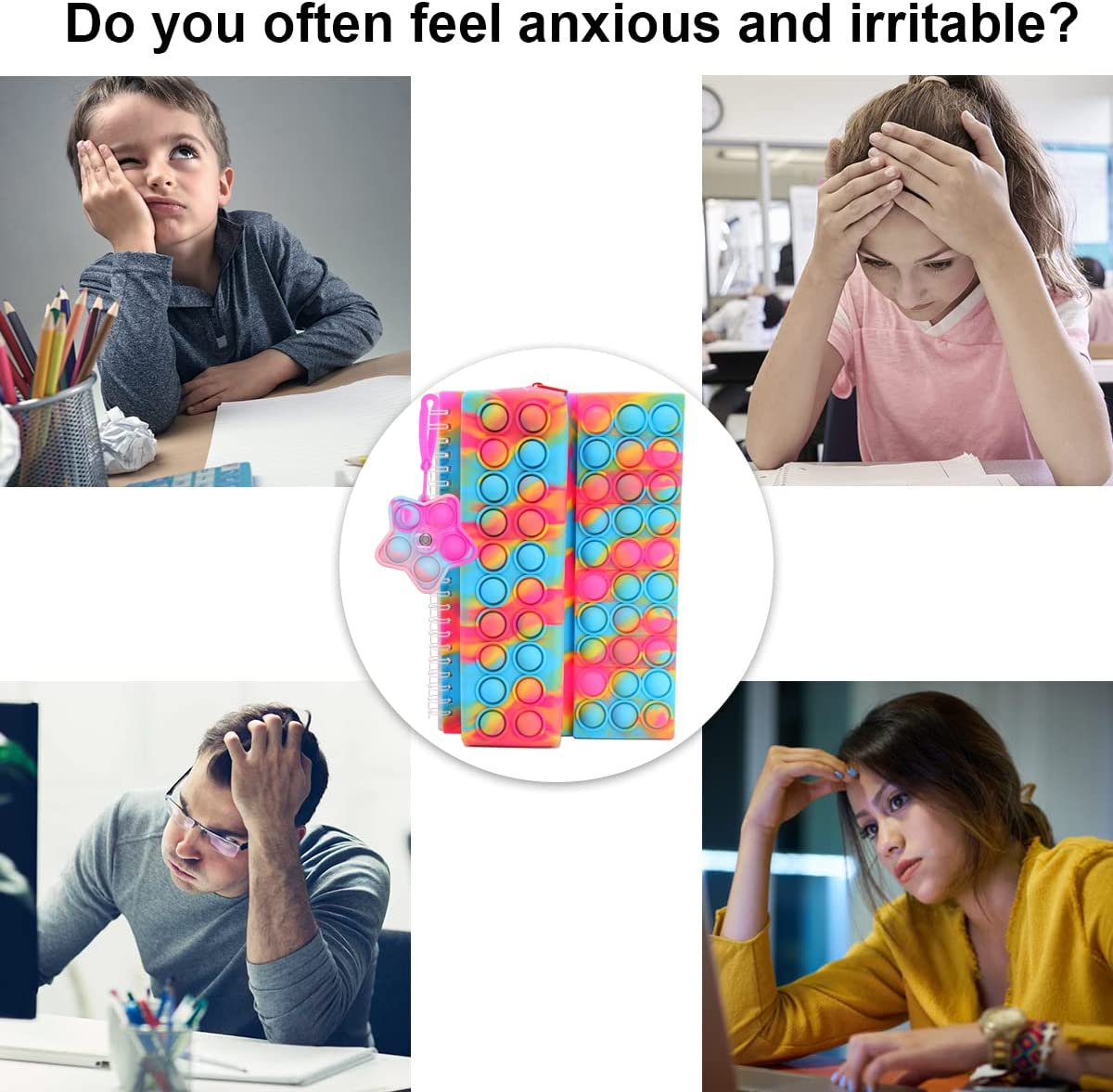 Pop Notebook Fidget Toy It , Rainbow Pop Bubble Notebook Suitable For Fingertip Notebook For Adults and Children Help Daily Office Work And Relieve Stress Fidget Toy Pack To Reduce Depressiom