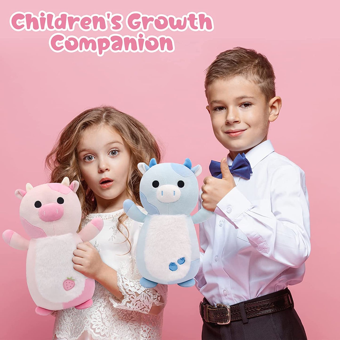 Cow Plush Pillow Blueberry Cow Stuffed Animal Toys, Cute Blueberry Cow Plushie Kawaii Home Decorations, Soft Stuffed Cow Doll Lovely Gifts for Kids (Hug Blue Cow)