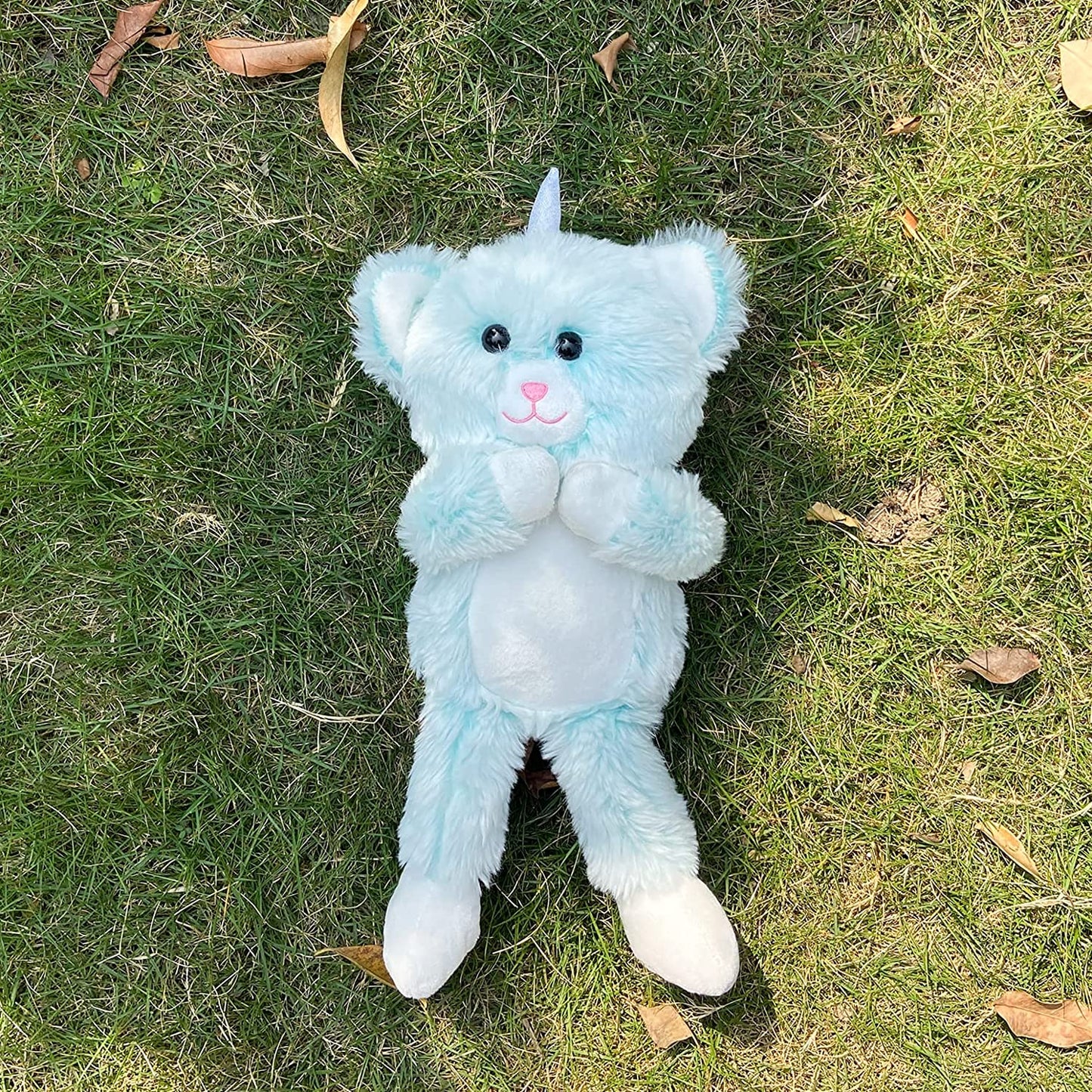 Blau Katze Plüschtiere, Katze Plüschtiere Plüsch, Schwarze Katze Plüsch Puppe weich Schwarze Katze Kissen, Kawaii Plüschtier Katze Spielzeug für Kinder Geburtstag Geschenke Dekor