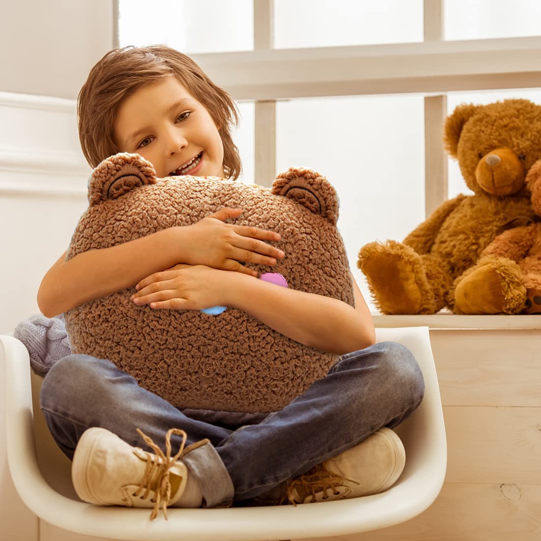 Bear Plush Pillow Soft Cute Animal Plushies Toy Kawaiii Plush Birthday Bear Suitable for Boys and Girls Stuffed Animals for Kids Sleeping Nap Kawaiii Pillow 14.9in