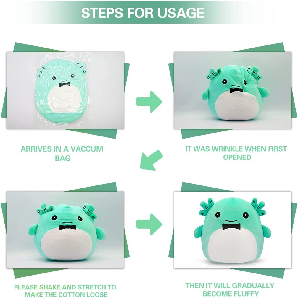 Axolotl Plush Toy, Kawaii Axolotl Cuddly Toy Stuffed Animal Cushion Toy, 20 cm Soft Plush Axolotl Stuffed Toy Doll Gift for Children Girls and Boys (Blue)