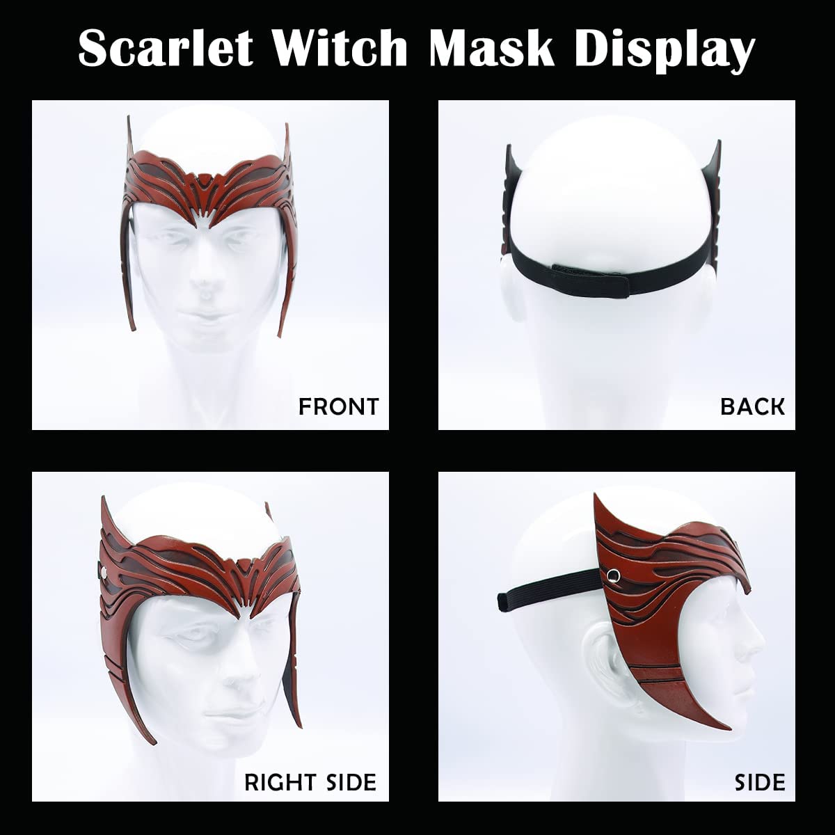Wanda - Tocado de bruja escarlata, cosplay, disfraz de Halloween, corona, máscara de piel sintética para adultos