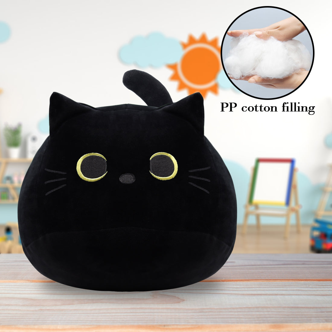 Black Cat Plush Toy Black Cat Pillow,Soft Plush Doll Cat Plushie Cat Pillow,Stuffed Animal Soft Plush Pillow Baby Plush Toys Cat Shape Design Sofa Pillow Decoration Doll (B)