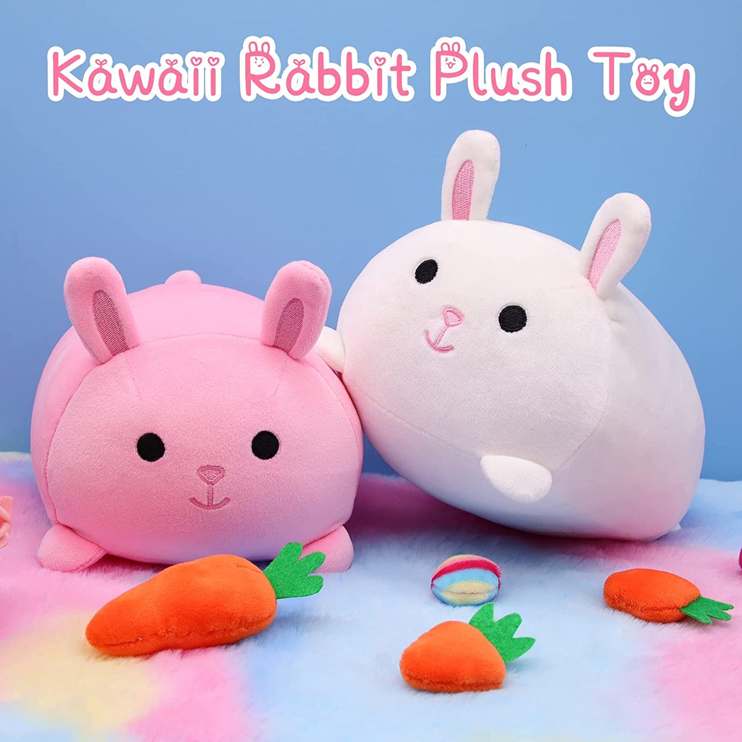 Easter Rabbit Plush, Rabbit Pillow Plush Toy, Kawaii Bunny Stuffed Animals Rabbit Plushie, Cute Rabbit Pillow Stuffed for Kids Easter Birthday Christmas Home Decoration, White