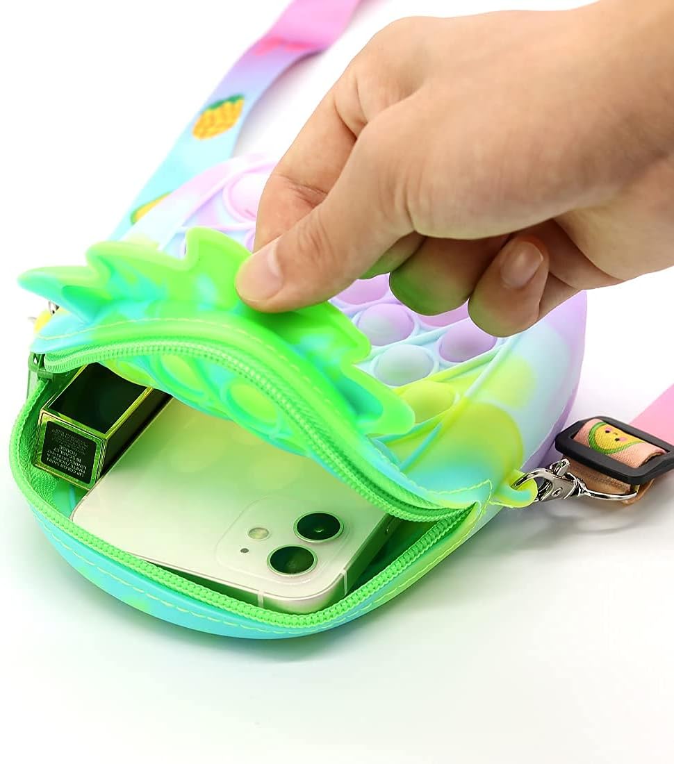 Pop On It Purse Fidget Toys Pop Shoulder Bag,Rainbow Pop Fidget Bag Toy,Push Popper Purse Kids Crossbody Bag Handbag Fidget Toys for Girls and Women
