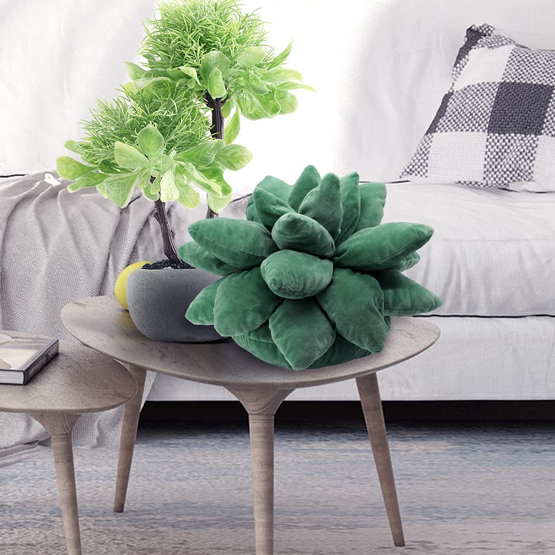 Succulent Pillow Plant Shaped Plush Toys Universal for Boys and Girls Cactus Kawaii Decorative Leaf Pillow Lovely Plant Plush Decoration (Dark Green)