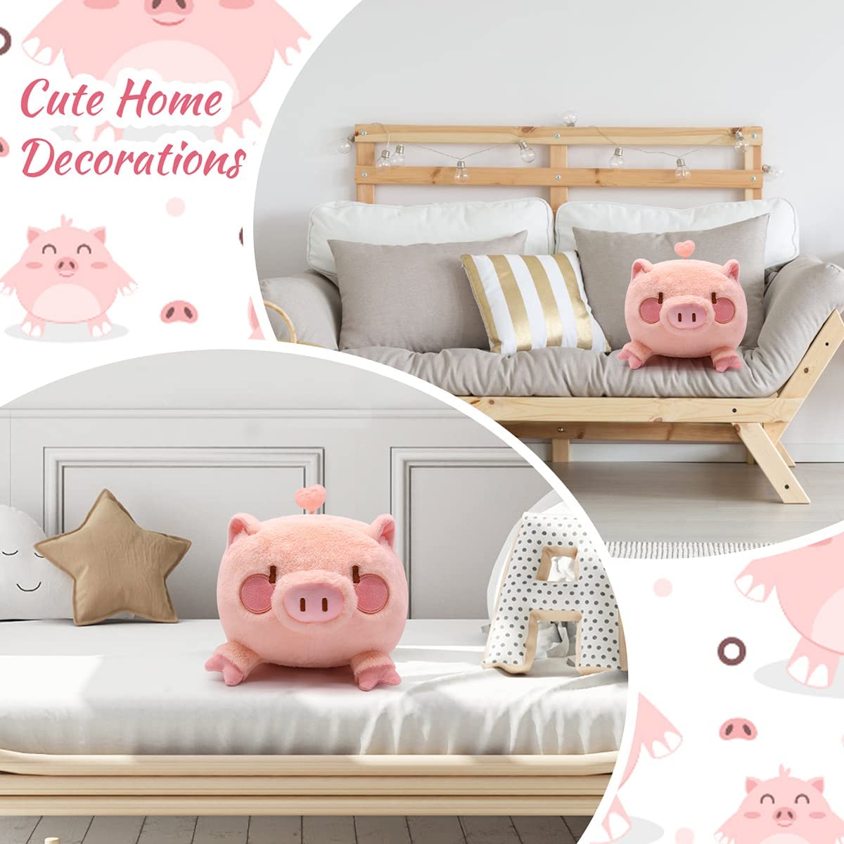 Pink Pig Plush Toy, Kawaii Strawberry Pig Cuddly Toy Stuffed Animal Cushion Toy, 35 cm Soft Plush Pig Stuffed Toy Doll Gift for Children (Strawberry Pig)