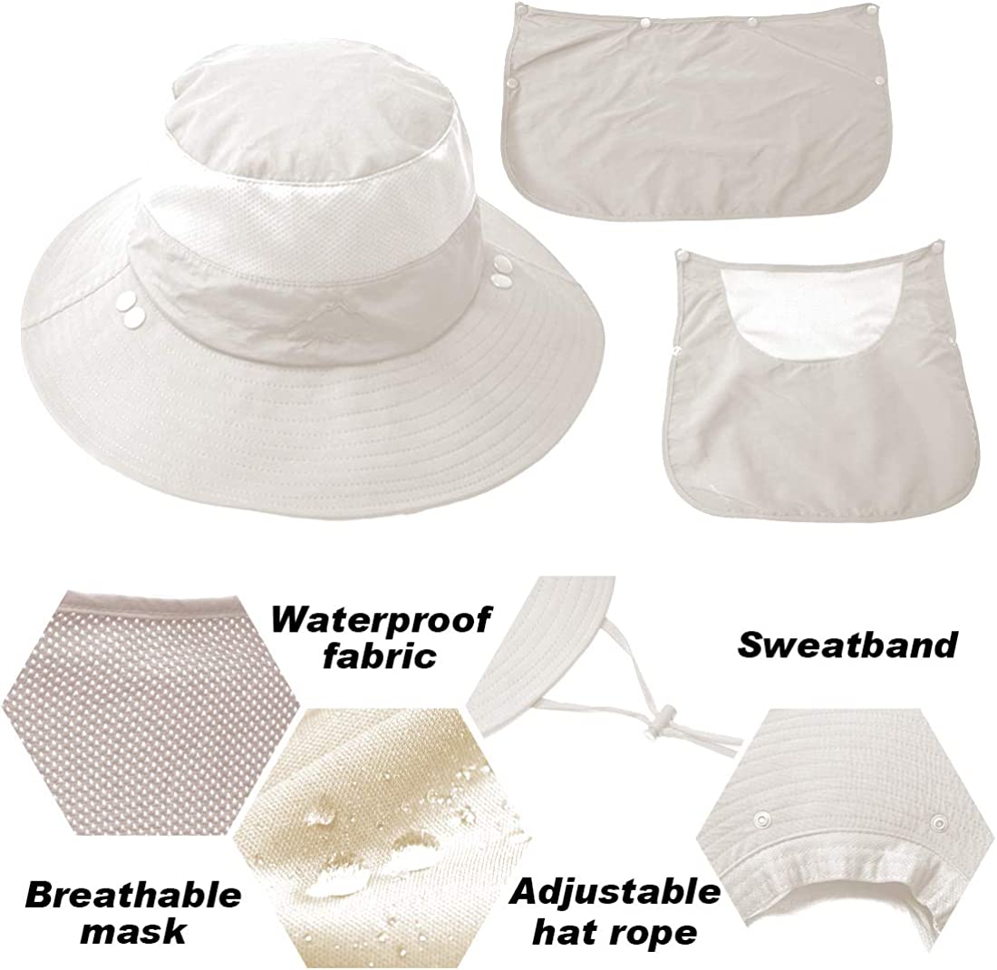 Fishing Hat Sun Protection Hat UPF 50+ Sun Protection Wide Brim Fishing Cap with Removable Flap for Fishing Hiking Camping