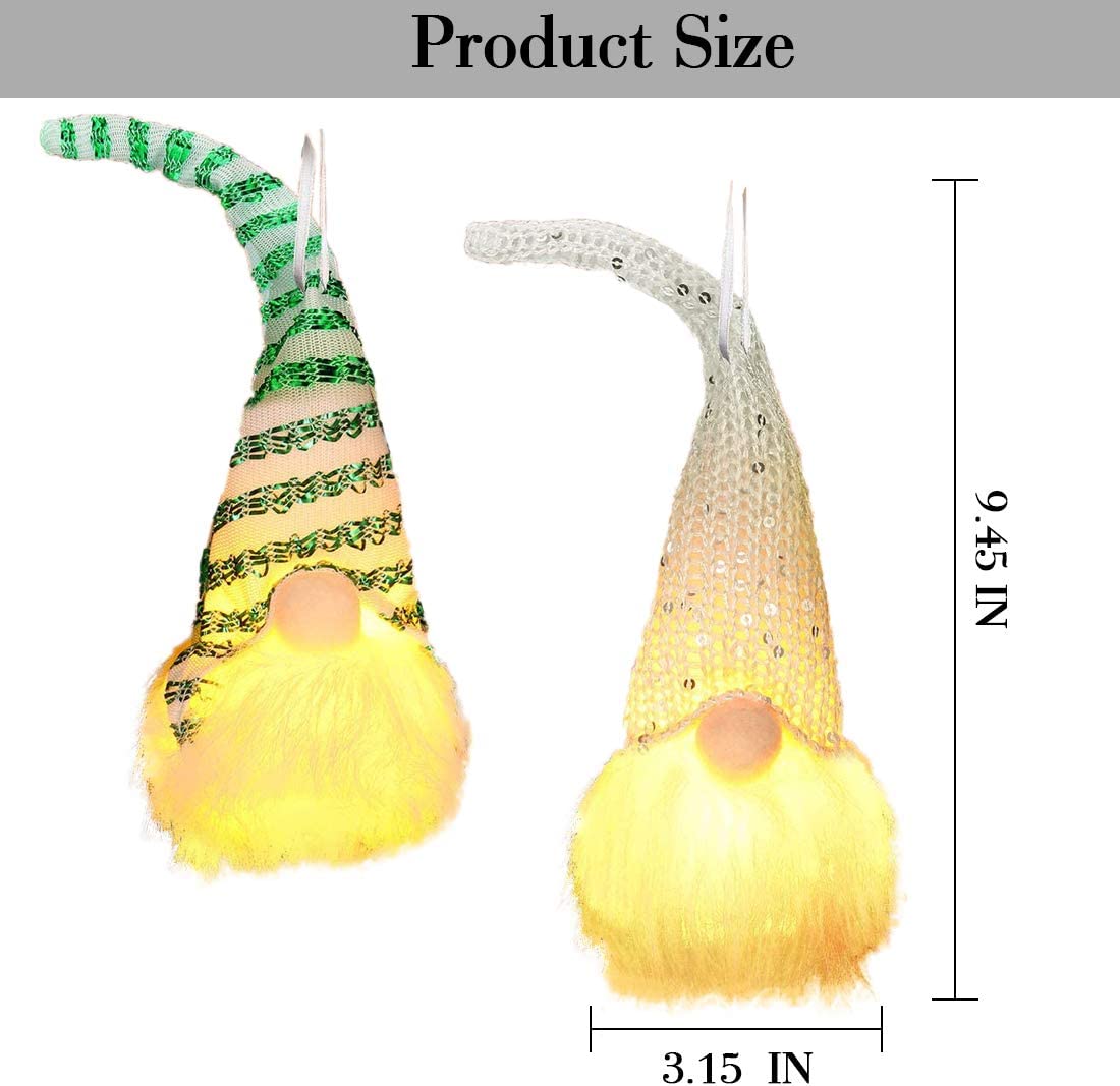 6 Pcs Christmas Gnome Lights Handmade Swedish Tomte Gnomes Ornaments Scandinavian Santa Plush Doll Hanging Decoration Pendants Gnome Christmas Plush Ornaments Set (6PCS)