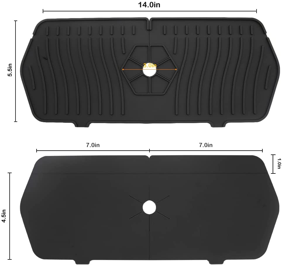 Sink Faucet Mat Sink Splash Catcher Faucet Mat, Water Catcher Mat Under Sink Mats for Kitchen Countertop Protect, Silicone Water Drying Pad for Bathroom, Bar, RV