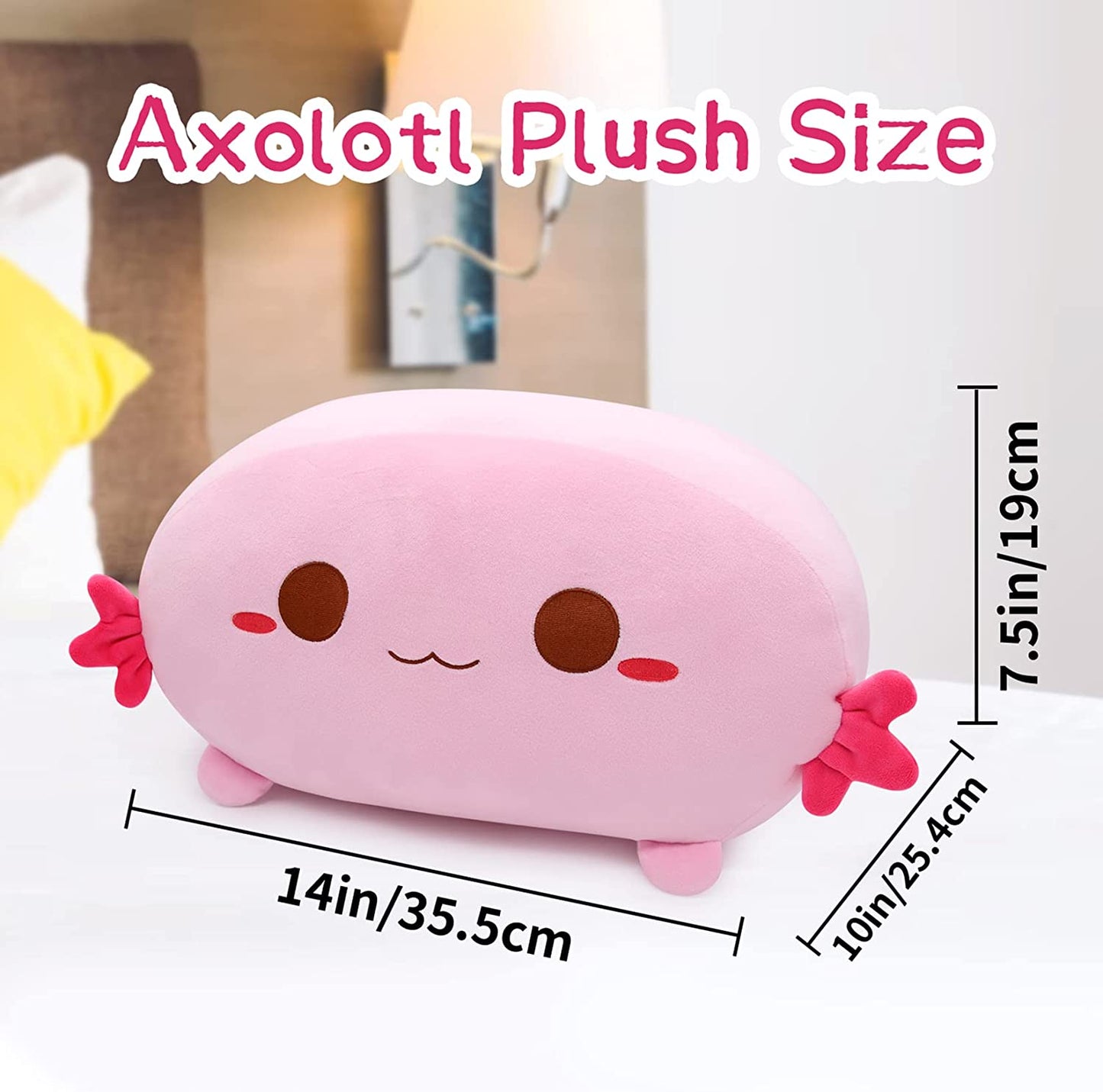 Cute Axolotl Plush Pillow Toy, 14inch Soft Pink Axolotl Pillow Kawaii Home Decoration, Sofa Pillow Axolotl Stuffed Animals Pillow for Kids Birthday Gifts (Axolotl Pink)
