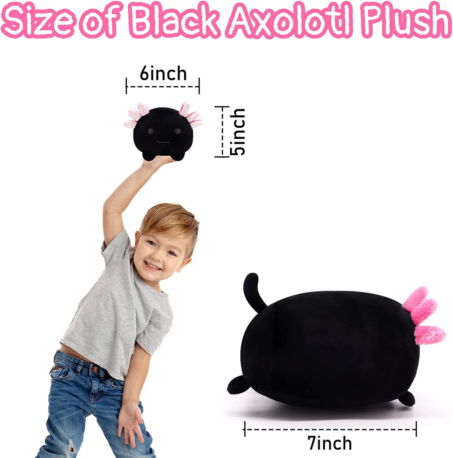 Axolotl Plush Toys Axolotl Stuffed Animal Plush Toy, Cute Axolotl Plushie Axolotl Pillow Plush Toy, Kawaii Black Stuffed Axolotl Plush Axolotl Toy for Kids Birthday Home Decoration