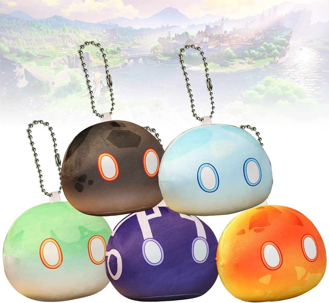 Gen-shin Impact Plush Monster Plush Toy Gen-shin Impact Figure Cosplay Keychains Plush Stuffed Doll Soft Pillow Cosplay Props (5pcs, 3.93 in)