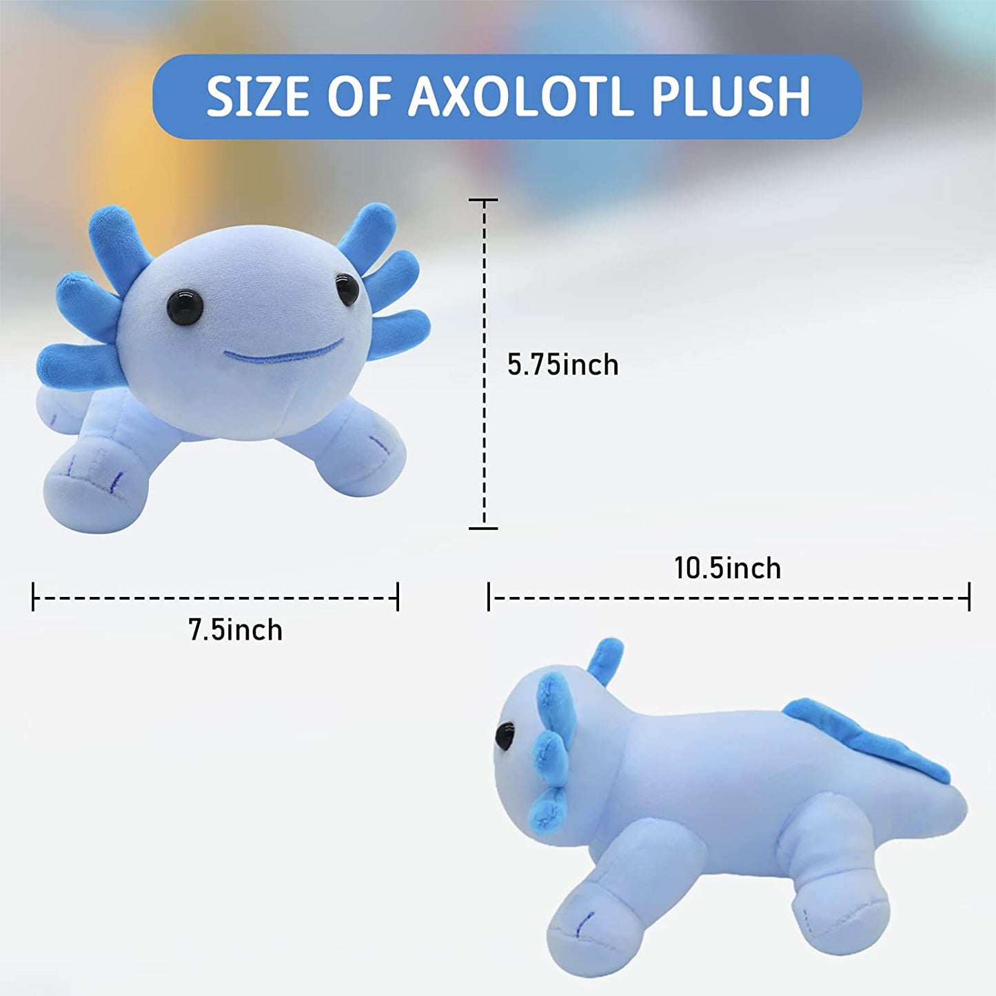 Axolotl Plush Toys 10.5'' Cute Axolotl Stuffed Animal, Kawaii Axolotl Plushie Pillow Doll, Blue Axolotl Plush Toy Cute Axolotl Plush Toy Pillow for Kids Birthday Home Decoration