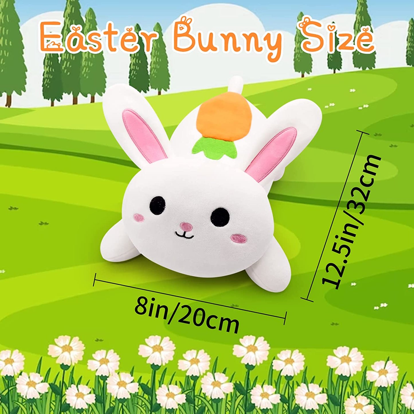 Easter Bunny Plush Pillow Bunny Stuffed Animal Toy, 12.5" Cute Plush Bunny Stuffed Bunny Plushie Dolls, Soft White Rabbit Plush Pillow Stuffed Animal Plush Gifts for Kids Boys Girls Easter Decorations