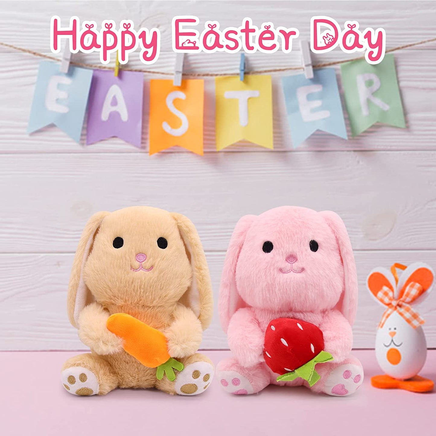 Easter bunny plush rabbie, rabbit plush toys for gift Easter, rabbit plush doll, brown rabbit plush toy with carrots, Valentine's Day Easter decoration gifts for children