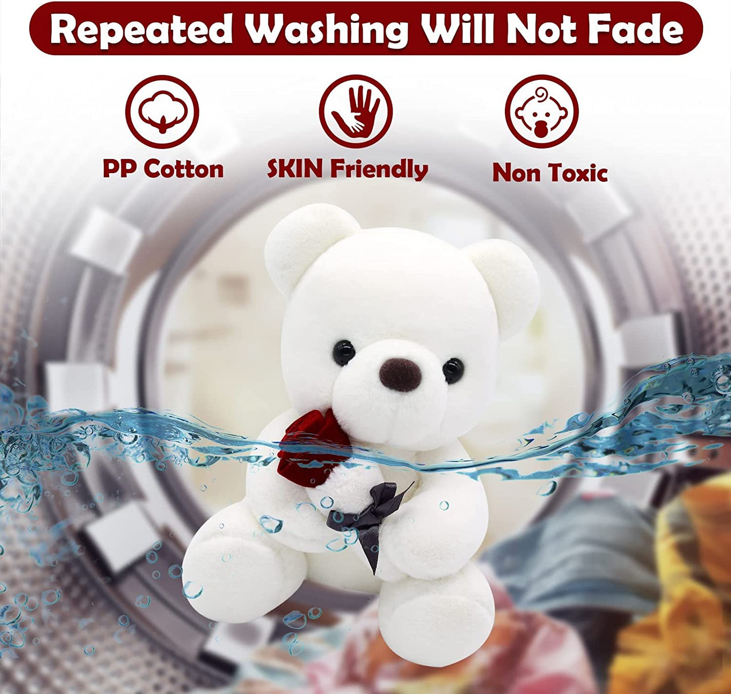 Valentines Day Gifts Teddy Bear Plush Stuffed Animal, Teddy Bears Stuffed Animals with Rose Gift for Her and Kids Stuffed Animals Toy Stuffed Animal Gifts Valentines Day Decor 10 Inch