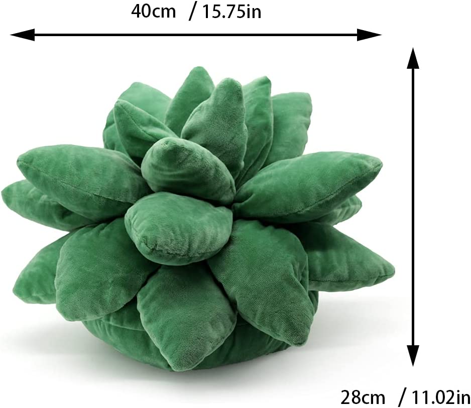 Succulent Pillow Plant Shaped Plush Toys Universal for Boys and Girls Cactus Kawaii Decorative Leaf Pillow Lovely Plant Plush Decoration (Dark Green)