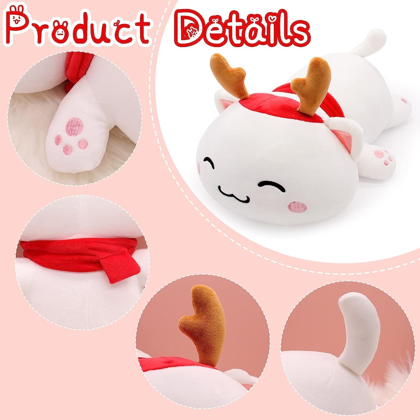 8Inch Cute Cat Plush Toy, Christmas Plush Pillow Doll, Soft Cat Stuffed Animals, Kawaii Cat Plush Pillow, Kitty Plush Cat Doll Toy Gifts for Boys Girls Kids