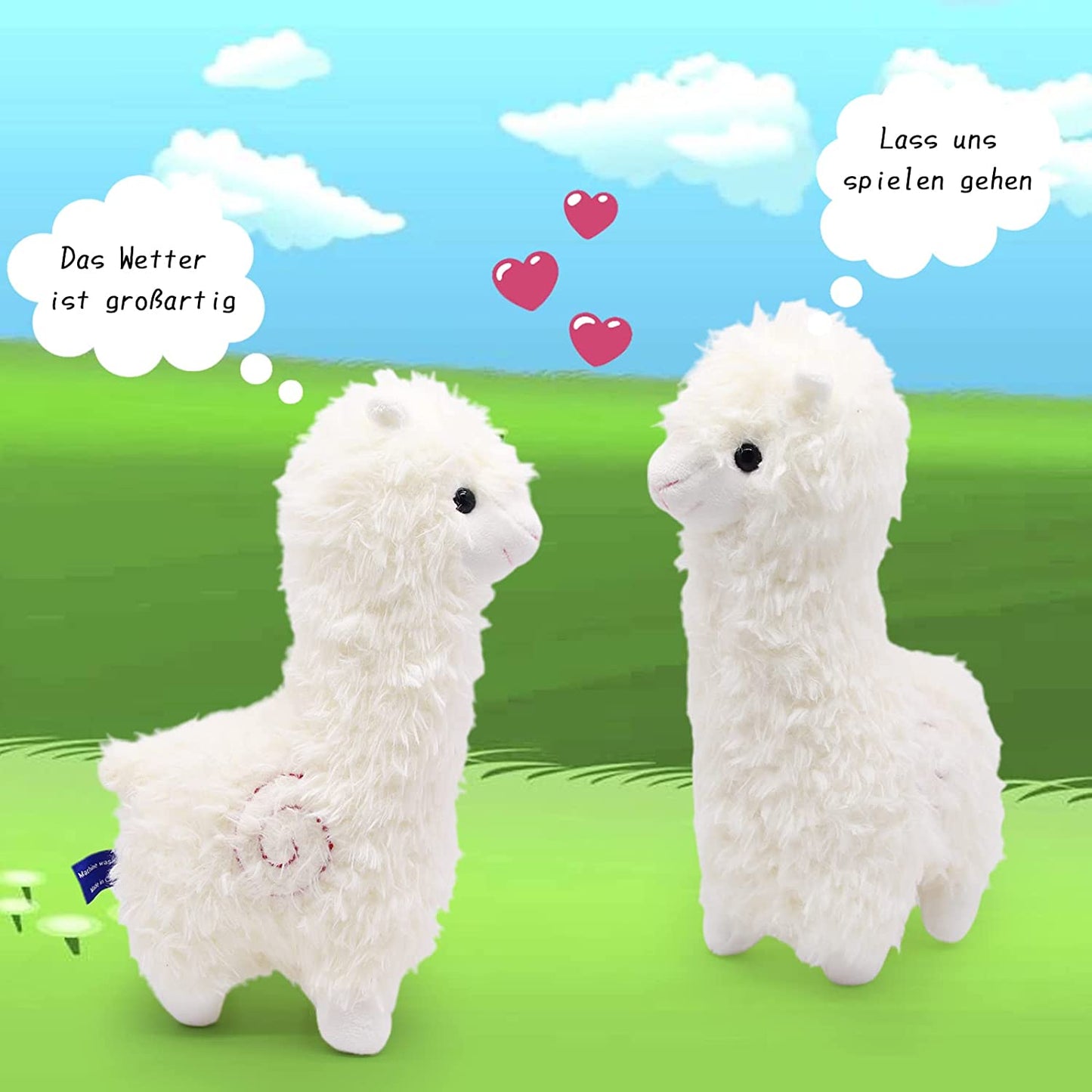 Alpaca Cuddly Toy, Alpaca Soft Toy, Soft Alpaca Cushion Stuffed Toy, Long Neck Plush Toy, Cute Alpaca Plush Toy for Children, Girls and Boys (White)