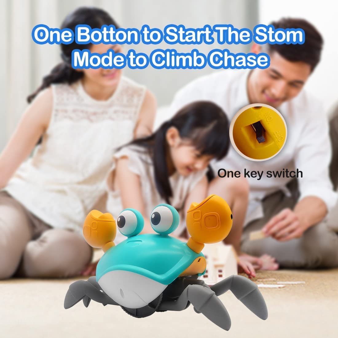 Crawling Crab Baby Musical Toy with LED Light Up, Crab Crawling Musical Toy for Baby, Toddler Interactive Crawling Toy Automatically Avoid Obstacle, Walking Crab Toys for Kids Boys Girls