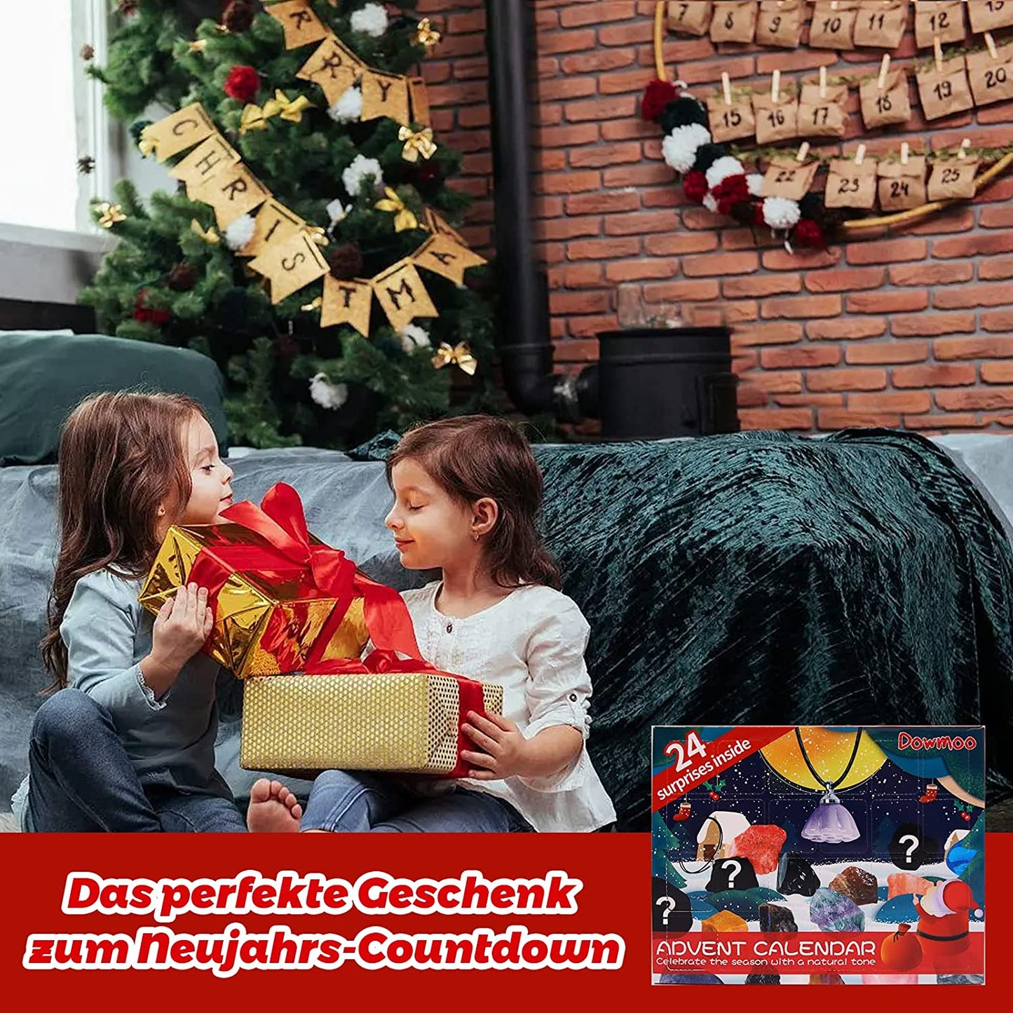 Advent Calendar 2022 for Crystals 24 Days Christmas Advent Calendar Countdown Surprises - Natural Gemstones the Best Gift for Children