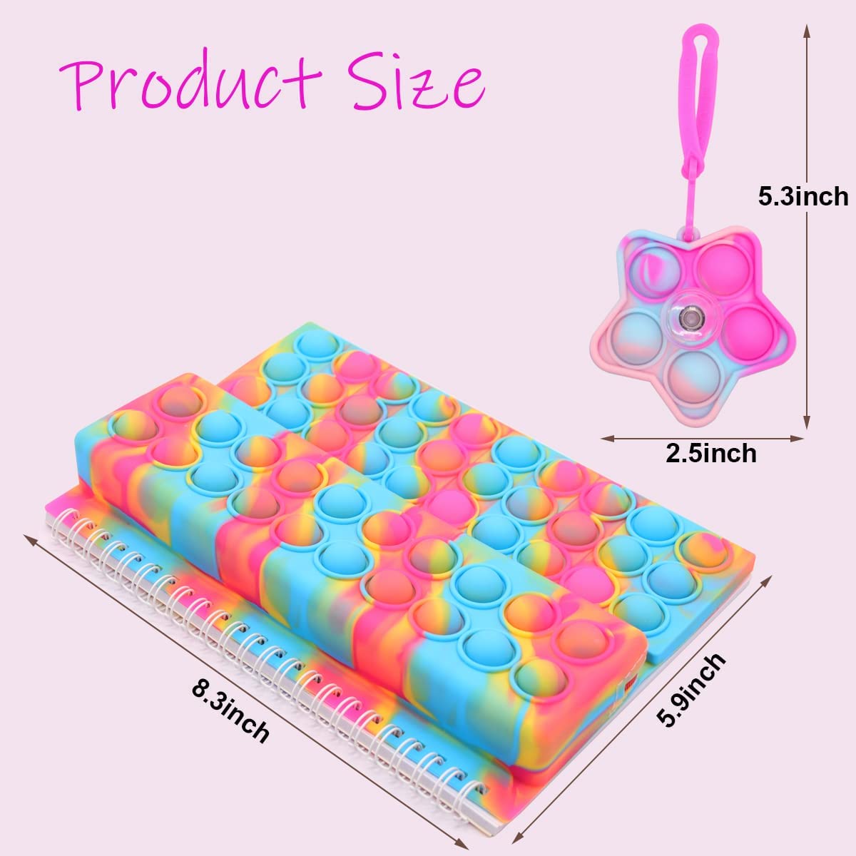 Pop Notebook Fidget Toy It , Rainbow Pop Bubble Notebook Suitable For Fingertip Notebook For Adults and Children Help Daily Office Work And Relieve Stress Fidget Toy Pack To Reduce Depressiom