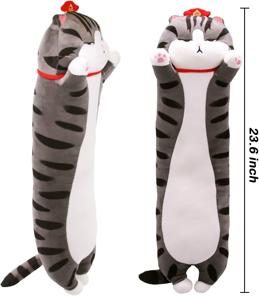 Long Cat Plush Cat Pillow Cat Body Plush Pillow Large Long Cat Stuffed Animal Toy Cat Soft Pillow Plush Long Throw Sleeping Pillow Long Cat Plushie Hug Pillow (23.6IN)