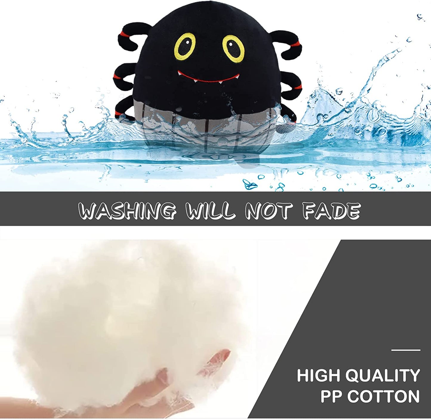 Halloween Spider Stuffed Animals Black Spider Plush Pillow Toys, 9” Kawaii Halloween Plushie Stuffed Spider Plush Toys, Cute Soft Stuffed Animal Spider for Halloween Christmas Birthday Kids Gifts