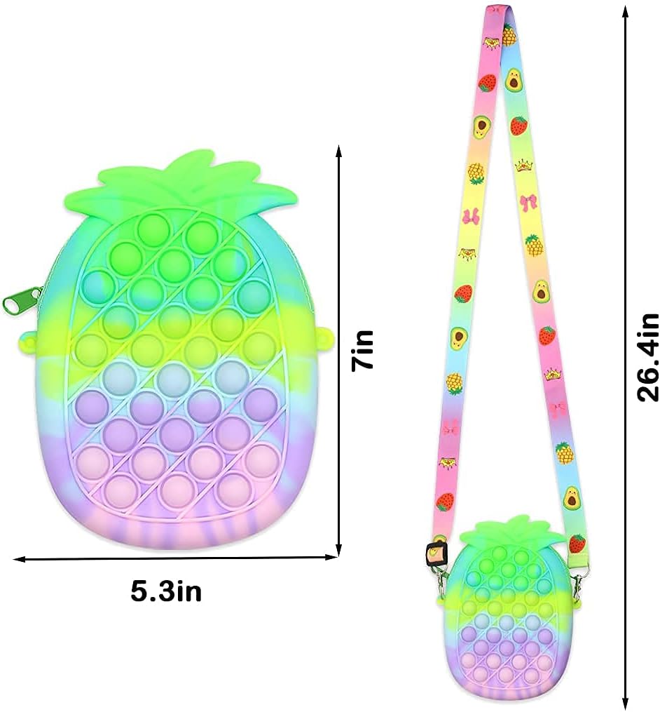 Pop On It Purse Fidget Toys Pop Shoulder Bag,Rainbow Pop Fidget Bag Toy,Push Popper Purse Kids Crossbody Bag Handbag Fidget Toys for Girls and Women