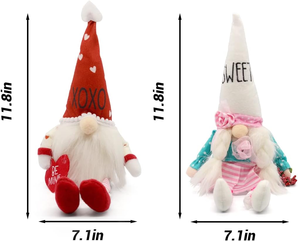 Easter Gnomes Decorations, Easter Bunny Gnomes Plush, Decor Gnome Decorations Spring Easter Decorations for The Home, Table Elf Gnomes Ornaments Easter Gifts(White-Red)