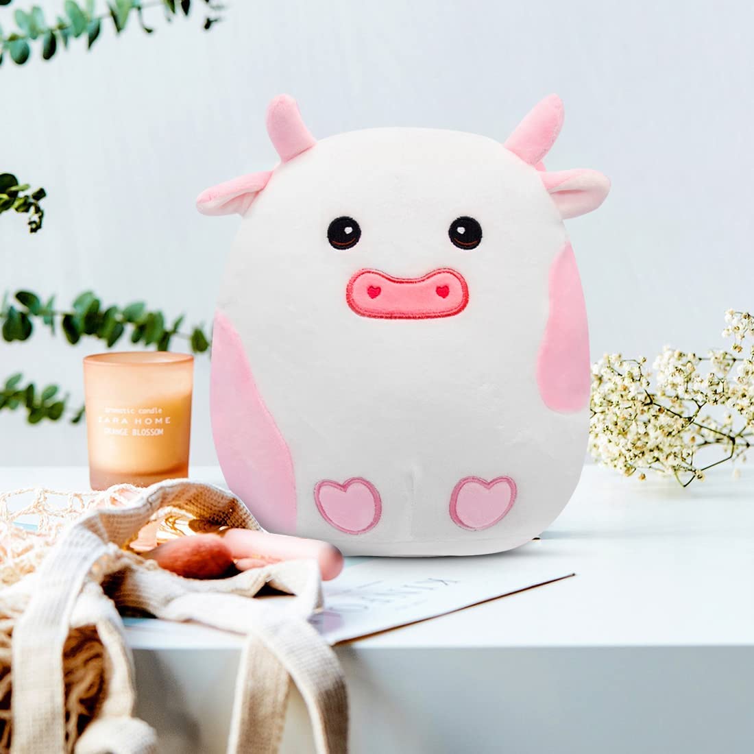 Cow Pillow Plush - 3D Cute Cow Plushie Toy - Cow Stuffed Animals Pillow - 10 Inch Soft Plush Cows Toy for Home Car Decoration - Gift for Kids Girlfriends Lover
