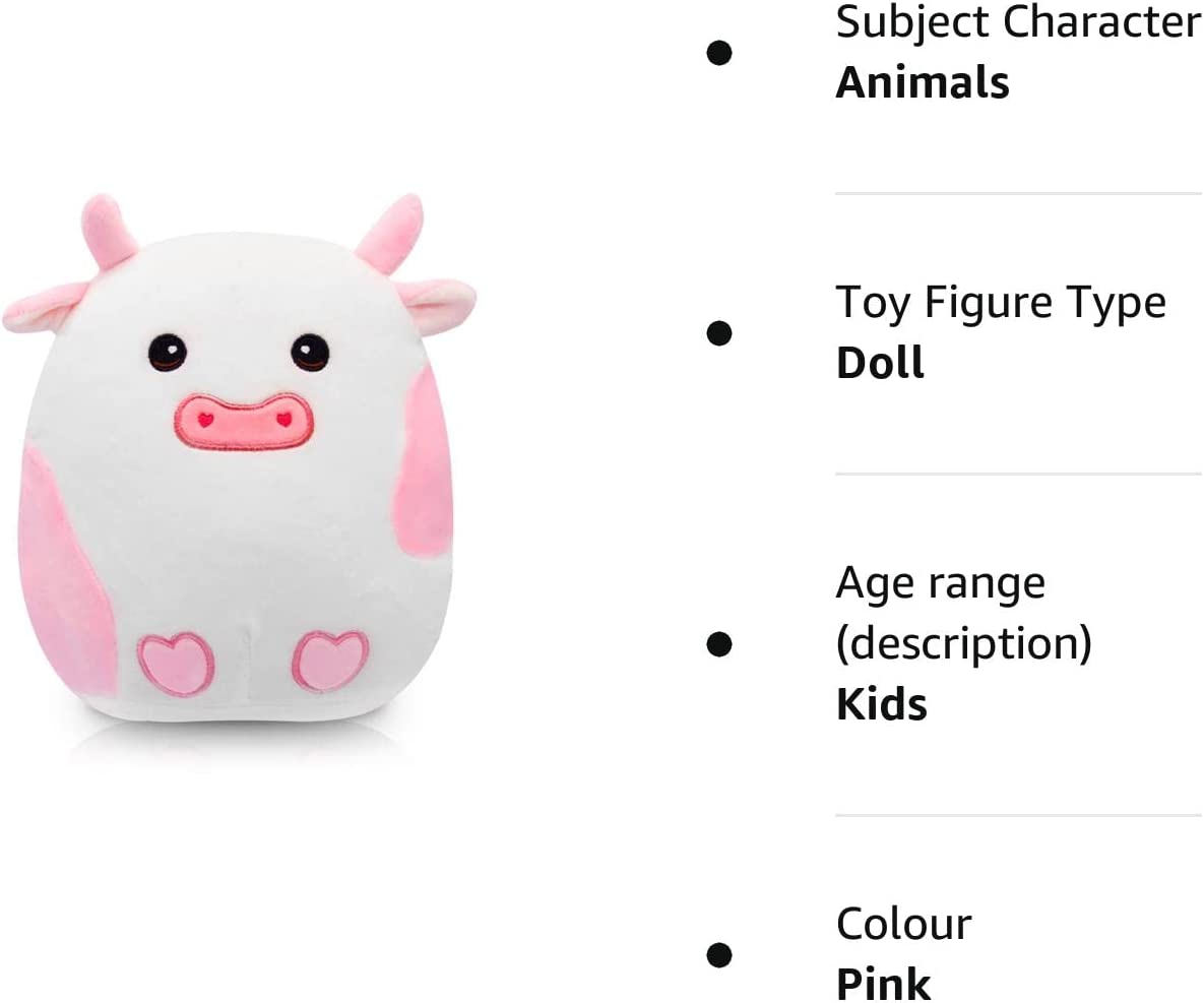Cow Pillow Plush - 3D Cute Cow Plushie Toy - Cow Stuffed Animals Pillow - 10 Inch Soft Plush Cows Toy for Home Car Decoration - Gift for Kids Girlfriends Lover