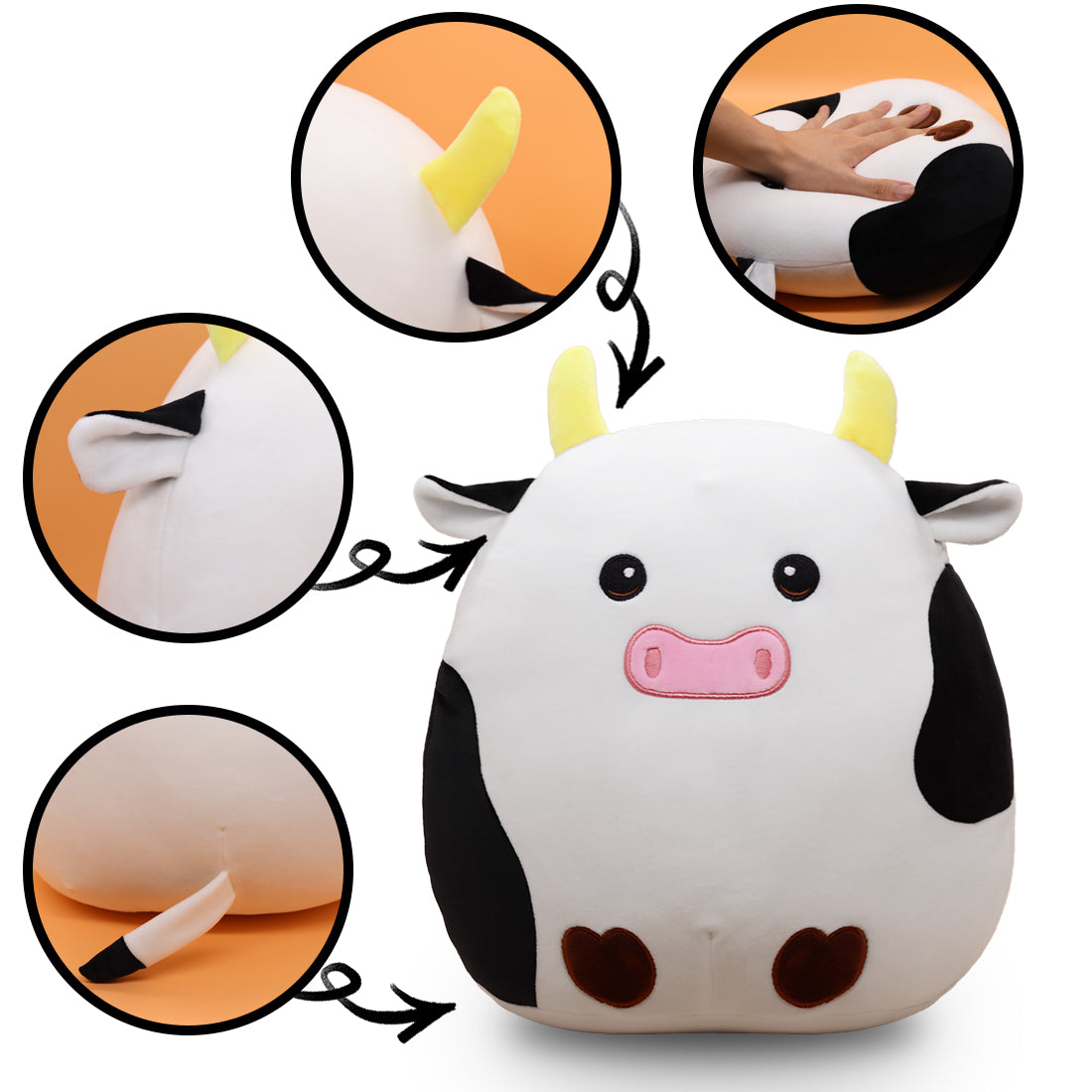 Cute Cow Plush Pillow,3D Cute Cow Plushies Toy Pillow,Cute Cow Plush,Cow Stuffed Animals,Super Soft Plush Stuffed Animal Gifts Kawaii Plush Stuffed Cow Pillow Cow Toy…