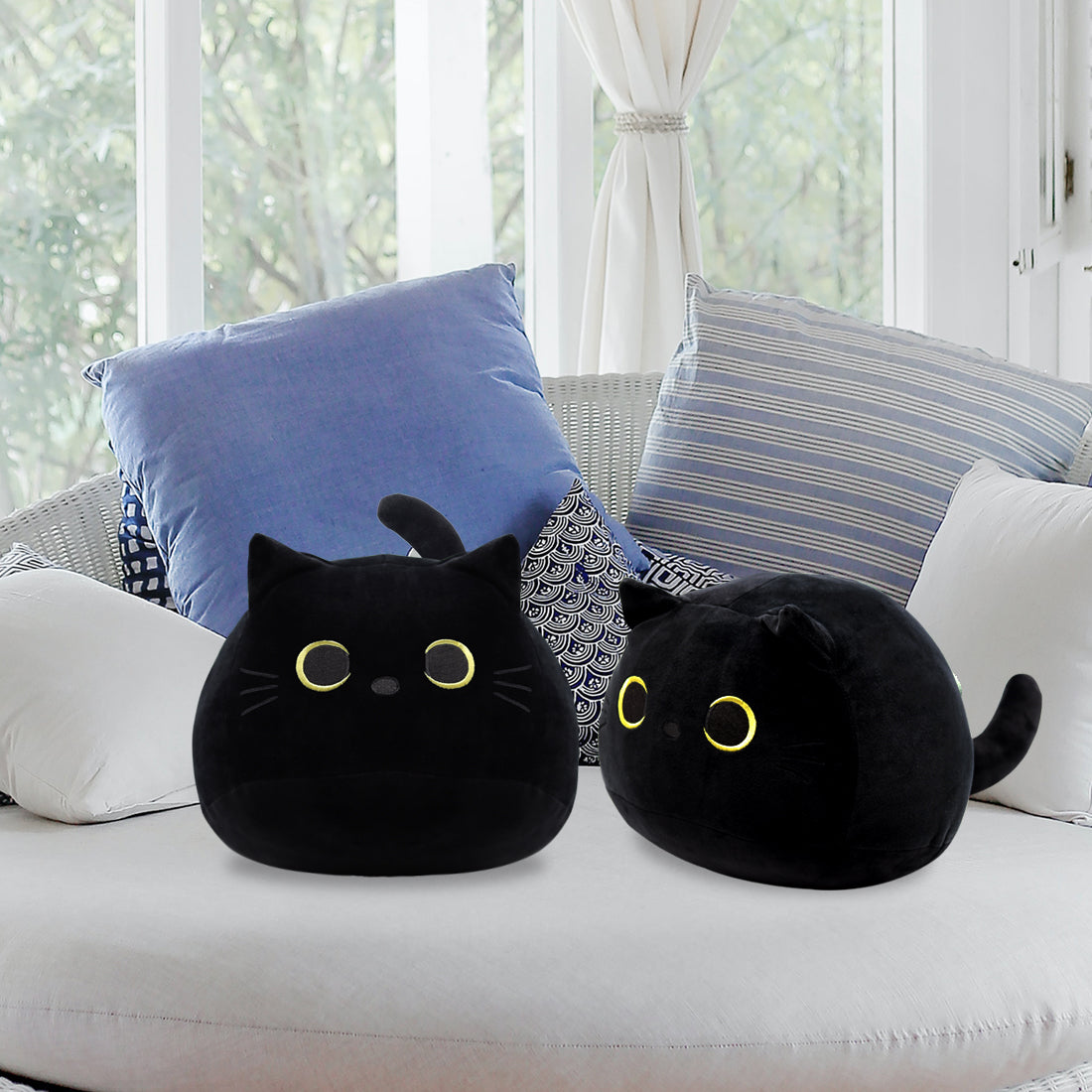 Black Cat Plush Toy Black Cat Pillow,Soft Plush Doll Cat Plushie Cat Pillow,Stuffed Animal Soft Plush Pillow Baby Plush Toys Cat Shape Design Sofa Pillow Decoration Doll (B)