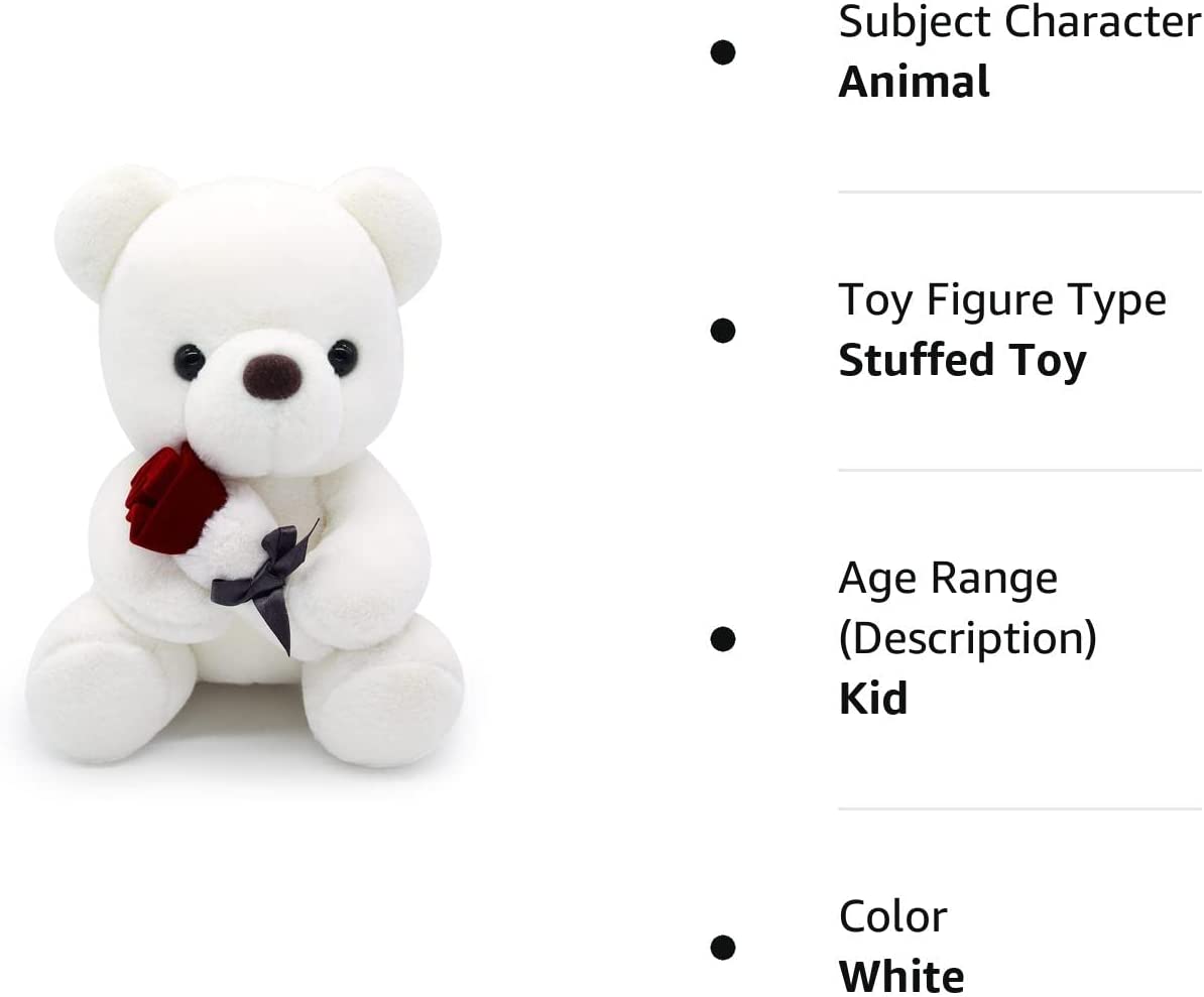 Valentines Day Gifts Teddy Bear Plush Stuffed Animal, Teddy Bears Stuffed Animals with Rose Gift for Her and Kids Stuffed Animals Toy Stuffed Animal Gifts Valentines Day Decor 10 Inch